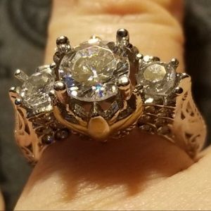 Sterling Silver Wedding Ring with Hint of Gold